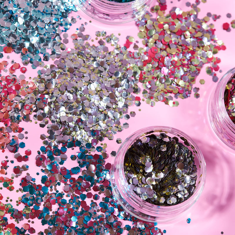 Mystic Bio Biodegradable Eco Chunky Glitter by Moon Glitter - 100% Cosmetic Bio Glitter for Face, Body, Nails, Hair and Lips - 0.10oz - Set of 5 - BeesActive Australia