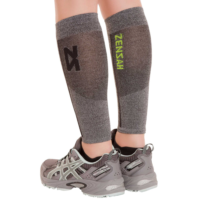 Featherweight Compression Leg Sleeves - Relieve Shin Splints, Calf Strains Large Heather Gray - BeesActive Australia
