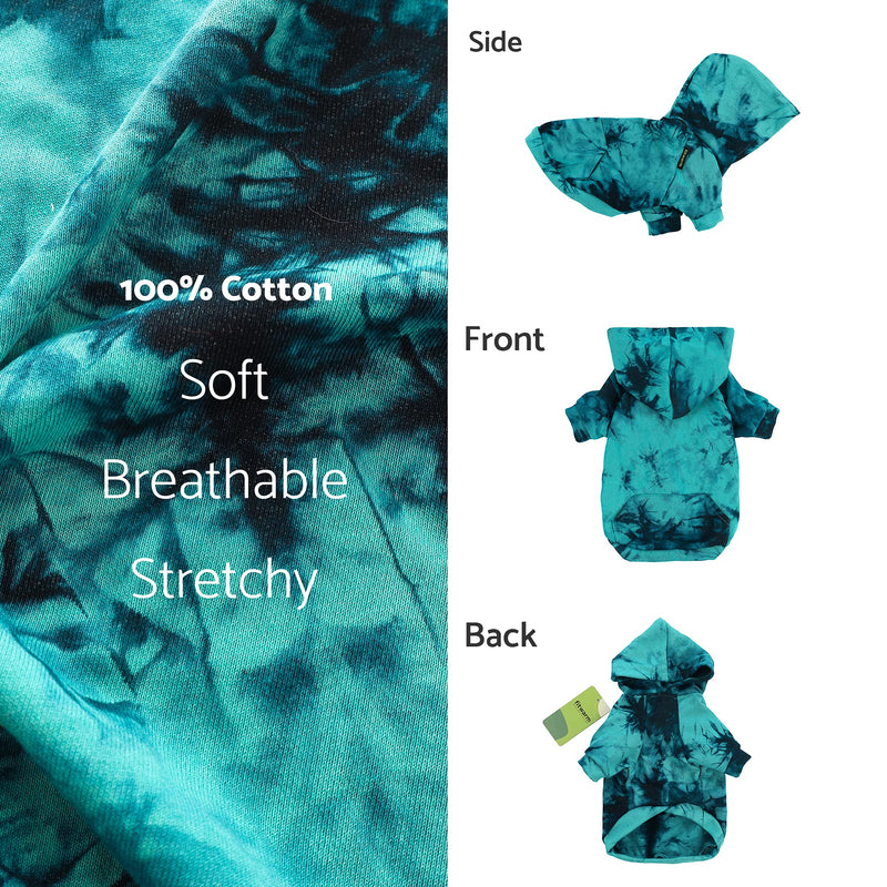 Fitwarm Tie Dye Dog Hoodie Puppy Sweatshirt Pocket Doggie Winter Clothes Sweatshirt Pet Hooded Coat Cat Jackets Apparel Medium Azure Blue - BeesActive Australia