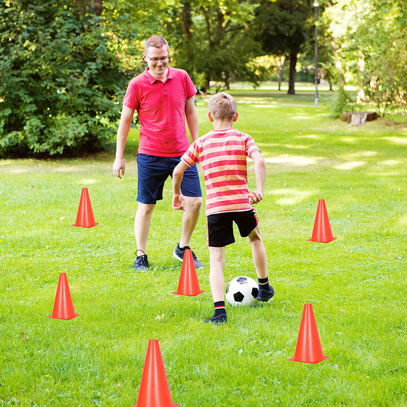 Alyoen 9 inch Traffic Cones, Plastic Sport Training Cones, Soccer Basketball Agility Practice Drills Field Marker Cones Obstacle Course for Kids Outdoor Activity & Festive Events (Sets of 10/15/ 20) Orange-10 Pack - BeesActive Australia