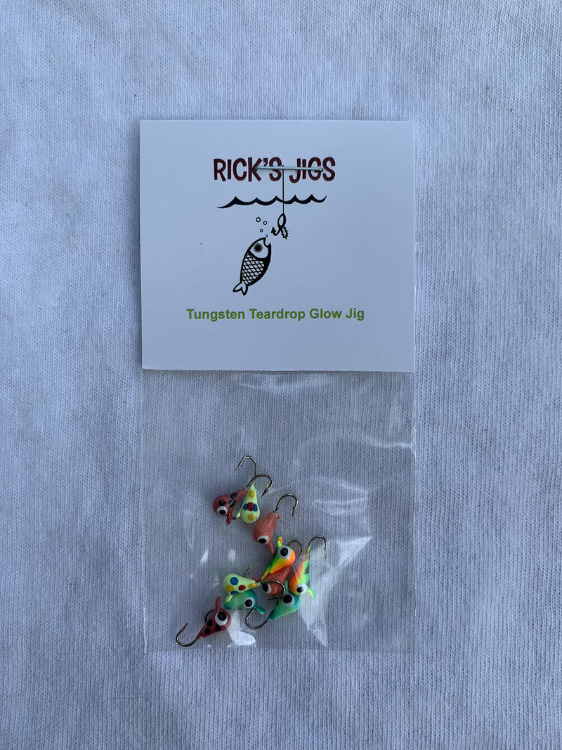 Rick's Jigs Tungsten Teardrop Glow Jig Set of 10 (3mm) - BeesActive Australia