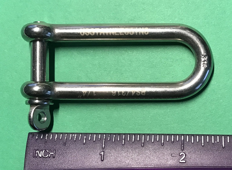 [AUSTRALIA] - Stainless Steel 316 Long D Shackle 1/4" (6mm) Marine Grade Dee 