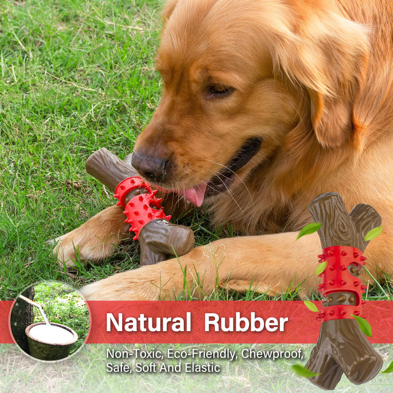 Tough Dog Toys Aggressive Chew Toys for Large Dogs, RANTOJOY Durable Dog Chew Toys for Medium Large Breed, Nylon Rubber Dog Teething Stick Toys Puppy Chewers Dogs Birthday Gift Christmas Beef B - BeesActive Australia