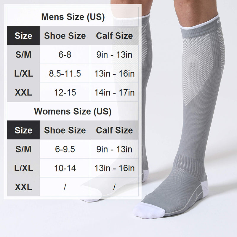 3 Pairs Compression Socks for Men and Women 20-30 mmHg Running Support Socks Large-X-Large Black + White + Grey - BeesActive Australia