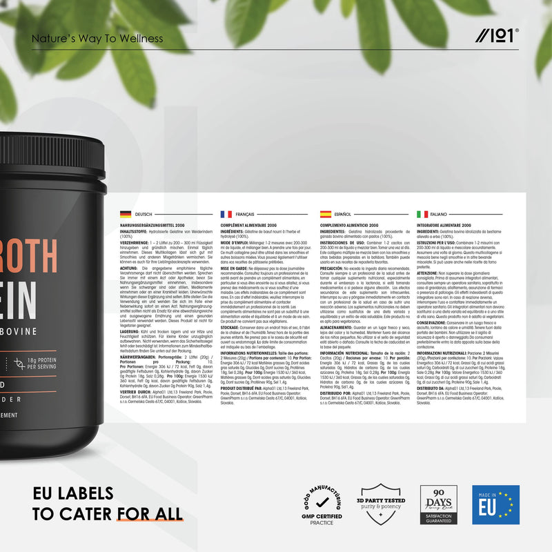 Grass-Fed Bone Broth Beef Protein Powder - 200g - Unflavoured - 100% Pasture Raised Bovine - Paleo & Keto Certified. Halal, Kosher, 200 g (Pack of 1) - BeesActive Australia