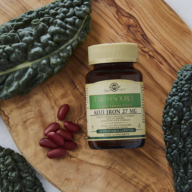 Solgar Earth Source Food Fermented Koji Iron 27 mg - Pack of 30 - Highly Absorbable - Supports a Plant-Based Lifestyle - Vegan and Gluten Free - BeesActive Australia
