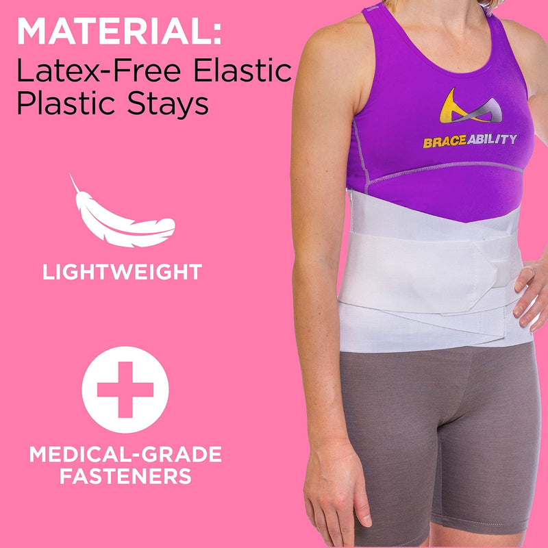 BraceAbility Women's Back Brace for Female Lower Back Pain - Lightweight Soft White Elastic Lumbar Compression Support Belt is Discreet Under Clothes for Ladies, Nurses, Walking (Medium) Medium (Pack of 1) - BeesActive Australia