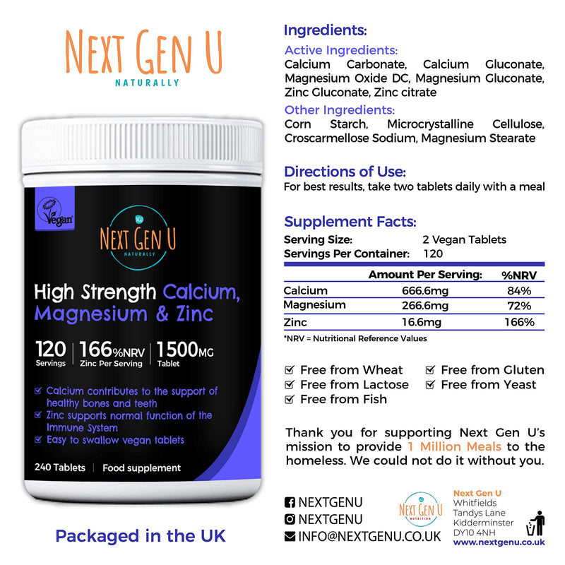 NGU Calcium Magnesium Zinc Essential Mineral Supplement 240 Vegan Caplets for Immune Support and Bone Strength for Adults Women and Men - BeesActive Australia