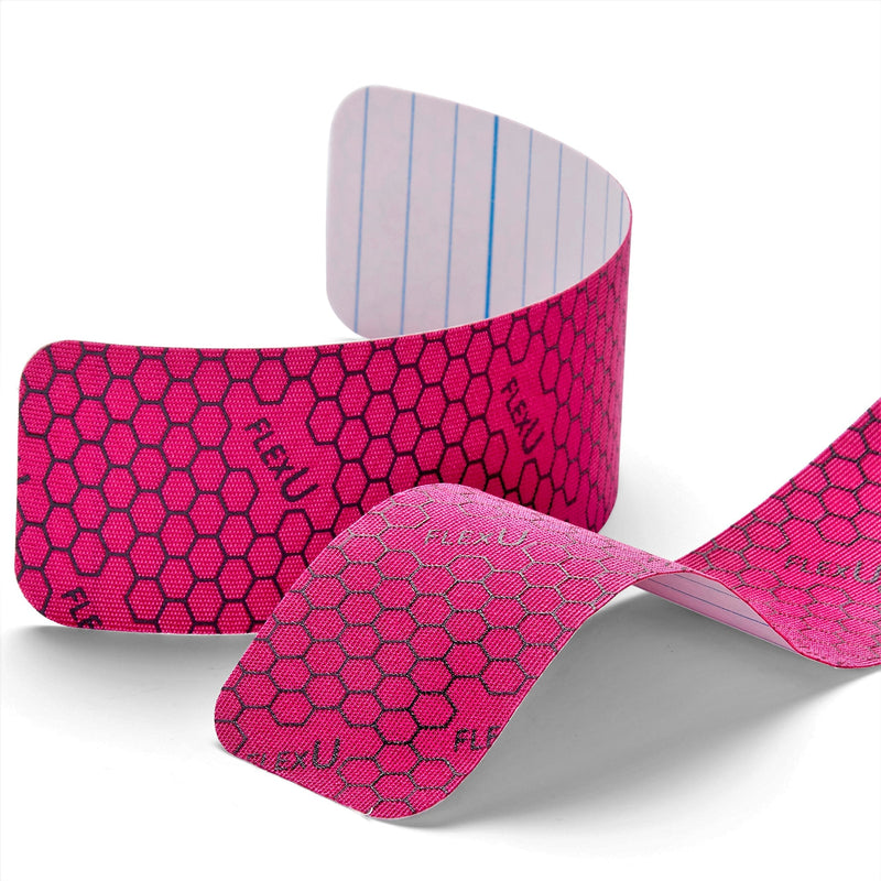 FlexU Kinesiology Tape; Single Roll (Pre-Cut or Continuous); Advanced Strength and Flexibility Properties; Longer Lasting Therapeutic Recovery; Sports Tape Pink 16.4 Feet UnCut - BeesActive Australia