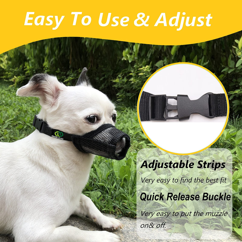 Pet Supply Quick Fit Dog Muzzle with Adjustable Straps, Black Nylon, XXS XS S M L XL XXL Mesh-Black XX-Small - BeesActive Australia