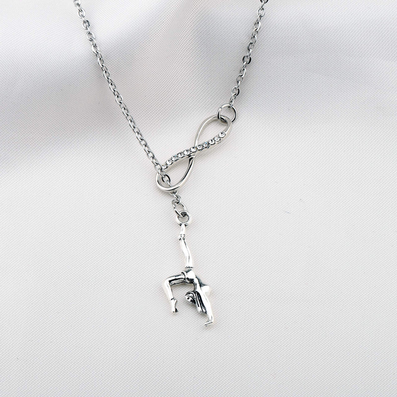 FUSTMW Gymnast Gift Gymnastics Y Necklace Infinity Love Charm Gymnast Jewelry Gymnastics Class Gift for Women Girls silver - BeesActive Australia