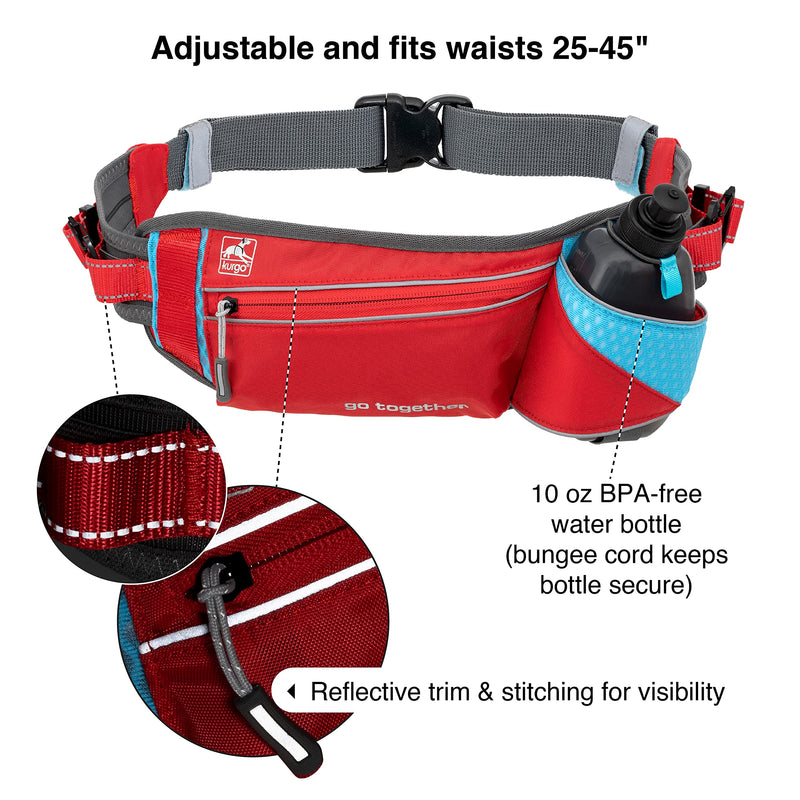 Kurgo Hands-Free Dog Running Belt, Running Dog Leash Belt, Waist Belt for Walking Dogs, Reflective, Adjustable, Includes Water Bottle, For Running and Hiking, K9 Excursion Belt & On-Trail Running Belt Updated Version - BeesActive Australia