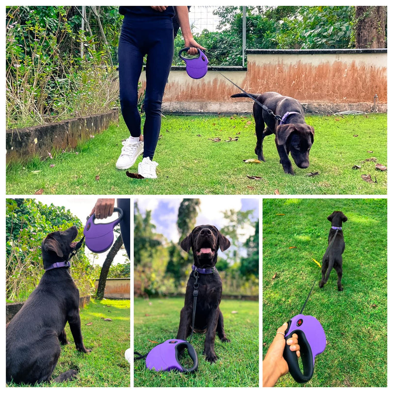 Tuff Pupper Heavy Duty Retractable Dog Leash | 16 ft Dog Leash with Reflective Stitching for Nighttime Safety | One Button Lock and Release | Comfortable Hand Grip | for Dogs Up to 120 lbs X-Large (Pack of 1) Ultra Violet - BeesActive Australia