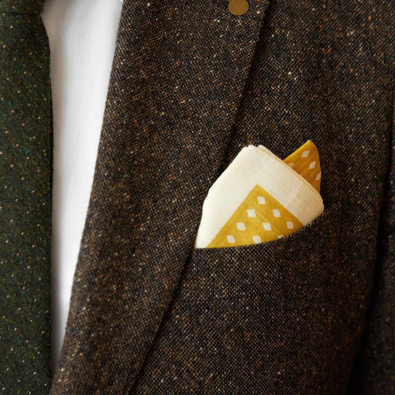 Topdrawer Japanese Handkerchief, Pocket Square, 100% Cotton, Made in Japan 04 Wind Pattern, Yellow - BeesActive Australia