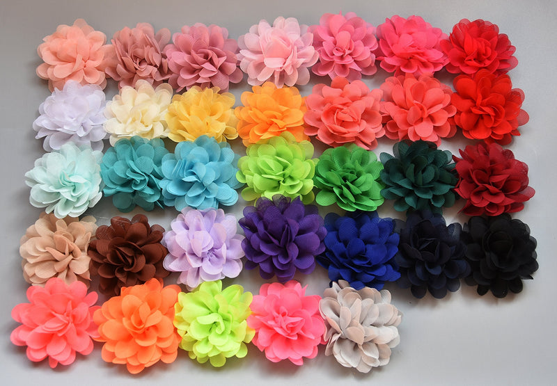 PrettyBoutique Girls Kids Women Chiffon Flower Hair Band Ponio Elastic Ponytail Bobble Accessories (7cm, Acid Green) 2.75 Inch (Pack of 1) - BeesActive Australia
