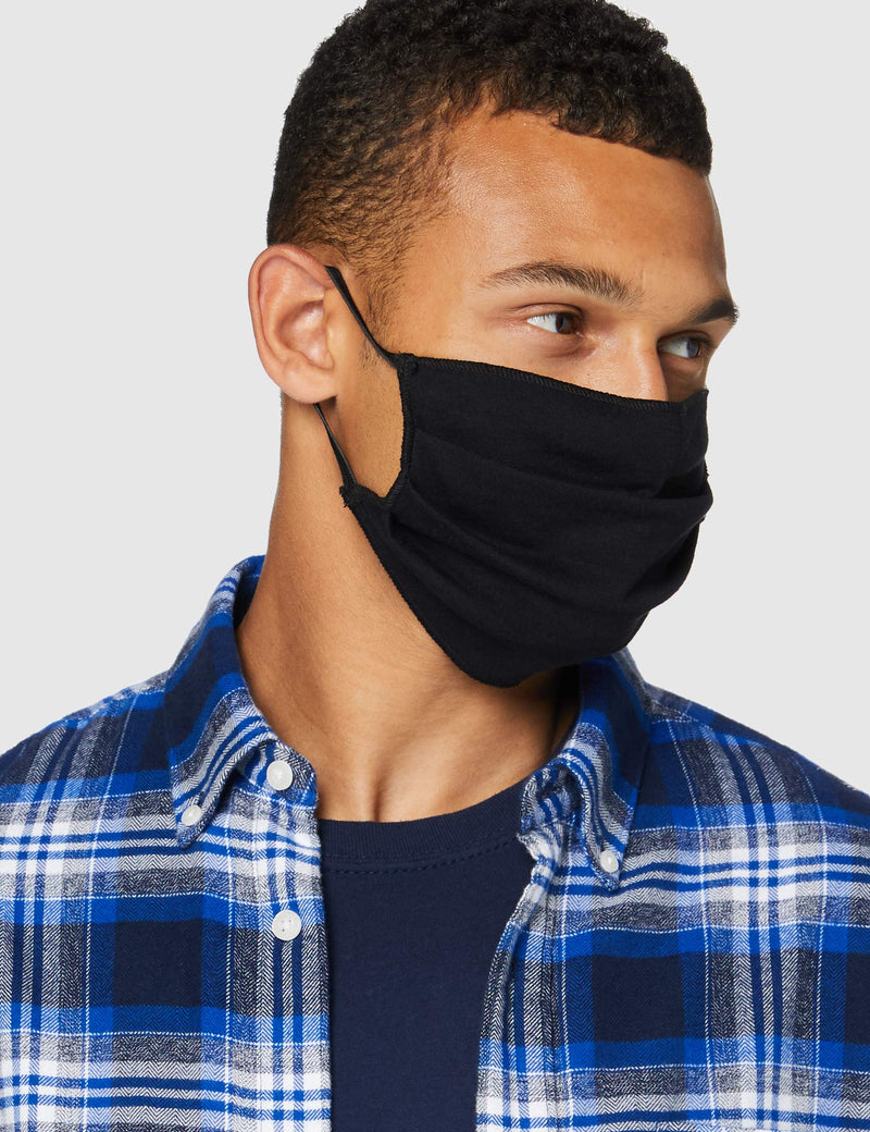 Oscar Apparels Reusable Face Mask, 100% BCI Cotton with Elastic Loop, Adult (10 Pack) One Size (Pack of 10) Black - BeesActive Australia