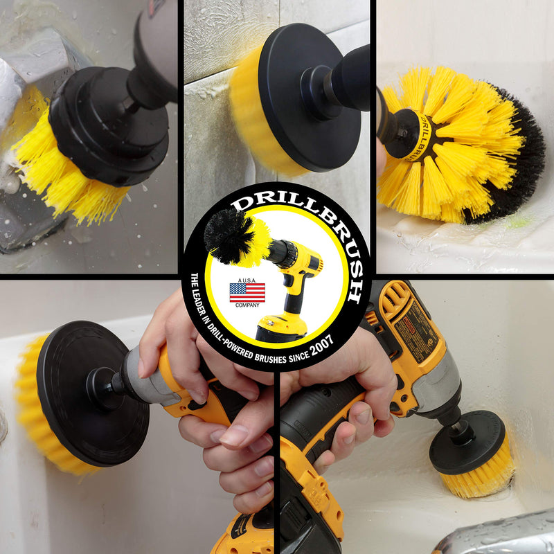 Drill Brush Power Scrubber by Useful Products - Shower Brush - Shower Cleaner - Toilet Cleaner - Bathroom Cleaner - Toilet Brush - Tile Cleaner - Floor Cleaner - Bathroom Accessory Set - Clean Shower Yellow - BeesActive Australia