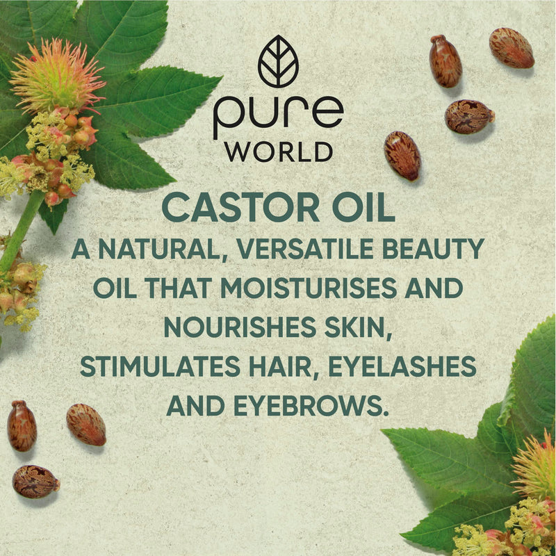 Pure World Castor Oil 250ML. Cold Pressed 100% Pure and Undeluted Hexane Free Natural for Eyebrows, Nails, Beard, Hair, Eyelash Growth Cruelty Free - BeesActive Australia