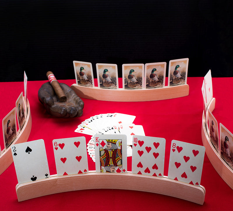 [AUSTRALIA] - Set of 4 Wooden Playing Card Holders in Curved Design - 14" Size for Kids, Adults and Seniors Alike 