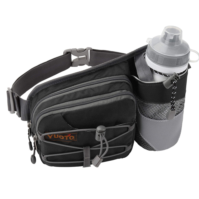 YUOTO Waist Pack with Water Bottle Holder for Running Walking Hiking Hydration Belt Black - BeesActive Australia