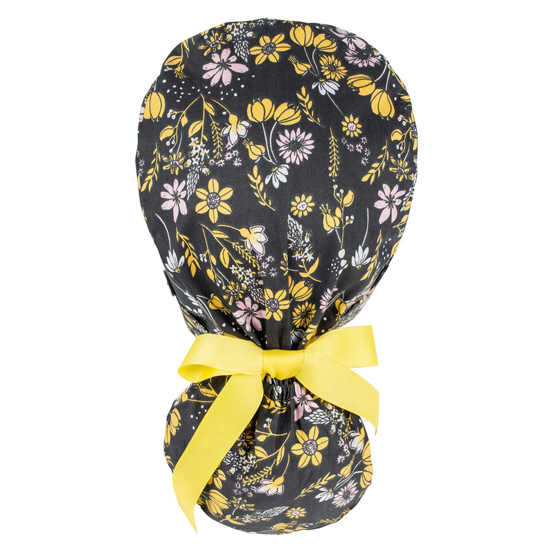 First Lifesaver Working Cap with Buttons and Ribbon Tie for Women, Long Hair Navy Flower - BeesActive Australia