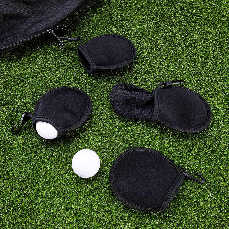 Sumind 4 Pieces Portable Golf Ball Pouch Golf Ball Cleaner Pocket Golf Ball Washer Bag with Clip for Cleaning Golf Balls and Bringing Your Golf Balls Easily, Black - BeesActive Australia