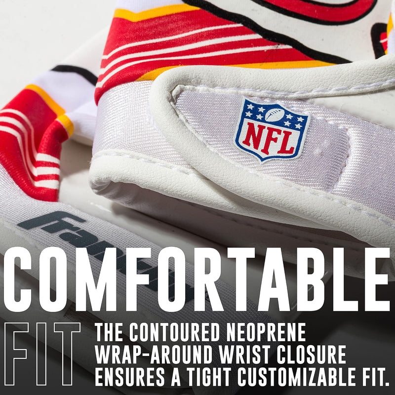 Franklin Sports Youth NFL Football Receiver Gloves - Kids Football Gloves Pair - NFL Team Logos and Silicone Palm - All Youth Sizes - Great Game Gear + Football Costume Accessory Kansas City Chiefs Youth X-Small/Small - BeesActive Australia