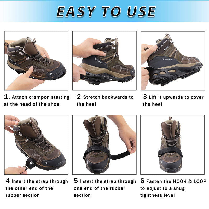 SILANON Crampons Ice Snow Cleats for Shoes Boots,Walk Traction Cleats for Women Men Walking on Snow and Ice Anti Slip 24 Spike Snow Shoes Cleats Small - BeesActive Australia