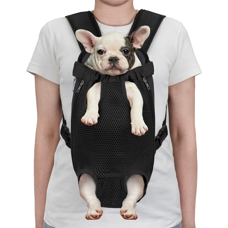 PetAmi Dog Carrier Backpack, Adjustable Dog Pet Cat Front Carrier Backpack | Ventilated Dog Chest Carrier for Hiking Camping Travel, Sling Bag for Small Medium Dog Cat and Puppies Black - BeesActive Australia