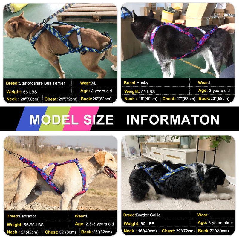 PET ARTIST Dog Weight Pulling Harness,Speed Training,Work Out Dog Sled Harness for Medium,Large Dogs Blue XL:Neck 18"(46cm),Back:22.5-26.5"(58-68cm) - BeesActive Australia