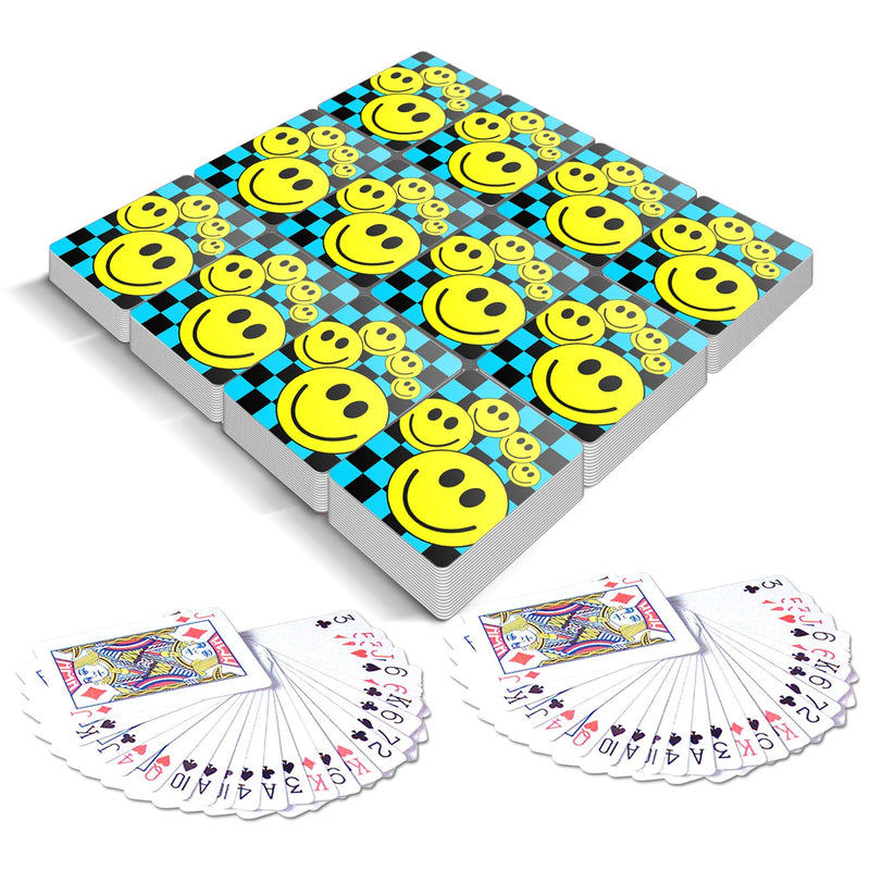 [AUSTRALIA] - Gamie Mini Smile Playing Cards Deck - Pack of 12 - 2.5 Inches Tall - Blue Checkerboard Background - Poker-Casino Cards - Carnival Prize, Party Favor and Gift Idea for Kids Ages 3+ 