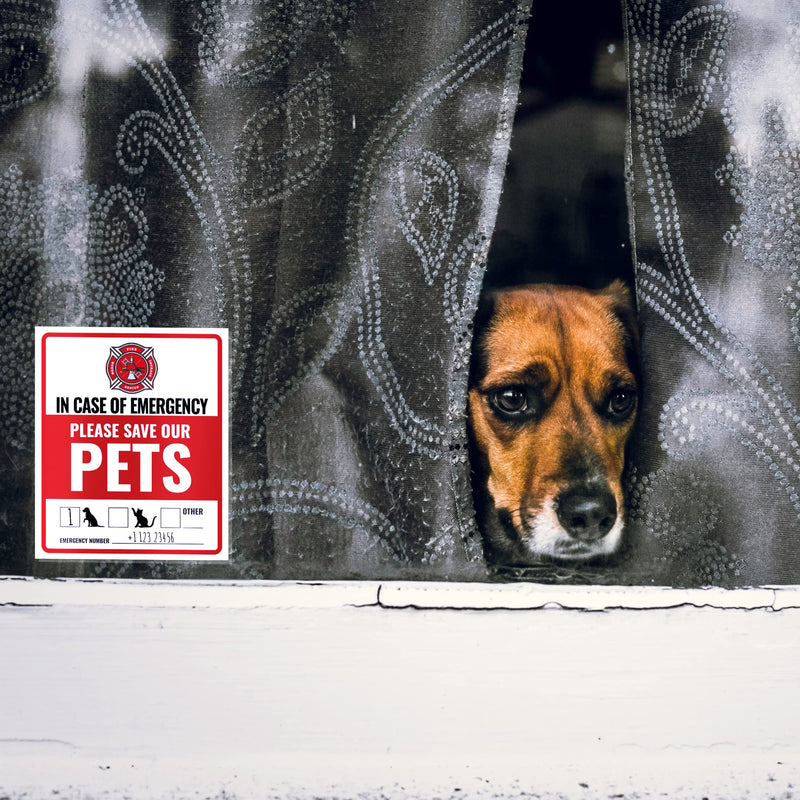 6 x Pet Alert Stickers for House ( 4x5 inch ) - Self-Adhesive Rescue our Pets window sticker - UV resistant, waterproof, Anti Scratch Pet Inside Fire Sticker - Rescue our pets decal - BeesActive Australia