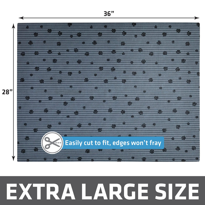 Drymate Original Cat Litter Mat, Contains Mess from Box for Cleaner Floors, Urine-Proof, Soft on Kitty Paws -Absorbent/Waterproof- Machine Washable, Durable (USA Made) Extra Large (28" x 36") Grey Stripe Black Paw - BeesActive Australia