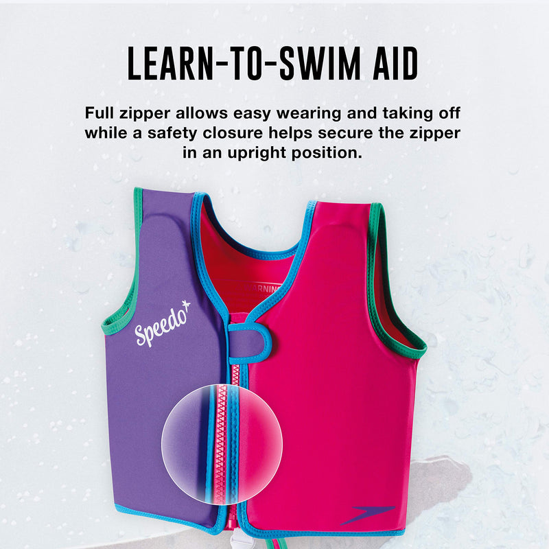 Speedo Unisex-Child Swim Flotation Classic Life Vest Begin to Swim UPF 50 Berry/Grape Medium - BeesActive Australia