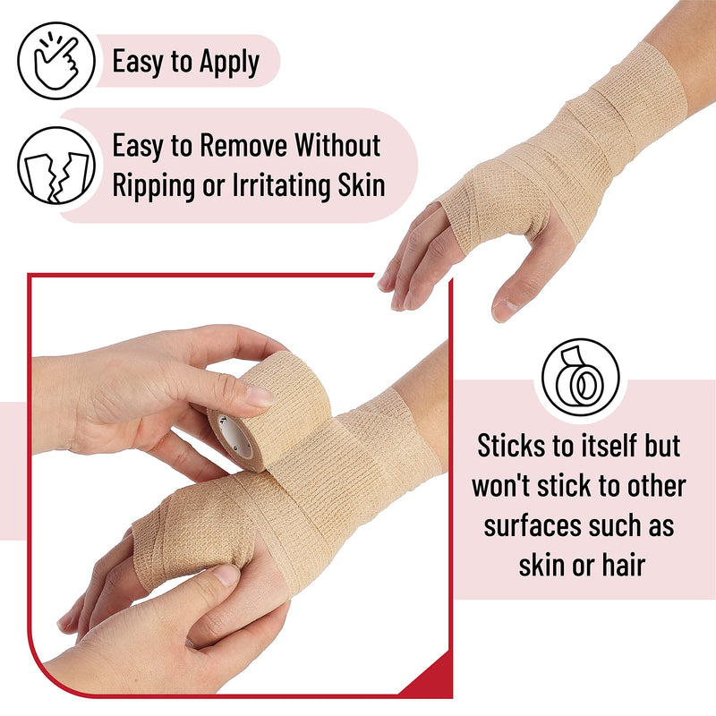 Mr. Pen- Self Adhesive Bandage Wrap, 6 Pack, Skin Colored, 2“ x 5 Yards, Cohesive Bandages, Medical Wrap, Elastic Bandage Wrap, Self Sticking Bandage Tape B. Skin Color - BeesActive Australia