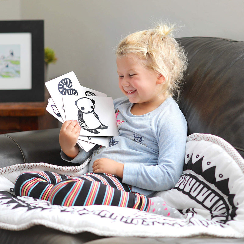 Wee Gallery Black and White Art Flash Cards for Babies, High Contrast Educational Animal Picture Cards, Baby Visual Stimulation, Brain and Memory Development in Infants and Toddlers - B&W Animals Black and White Collection - BeesActive Australia