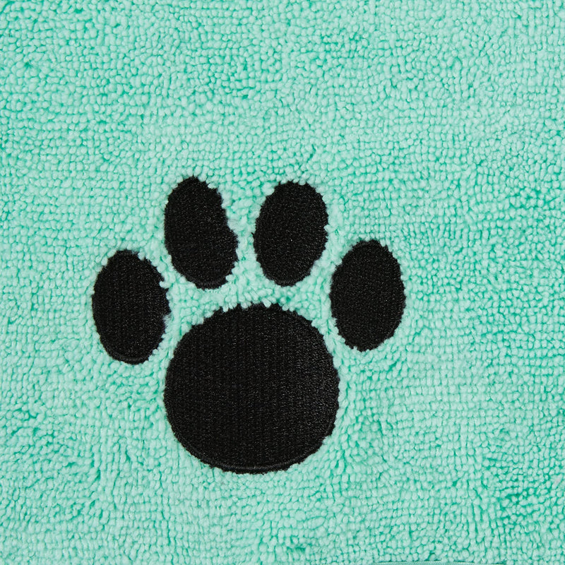 Bone Dry Pet Robe Collection, Embroidered Absorbent Microfiber Bath Robe with Adjustable Closure, for Dogs & Cats, Small, Aqua - BeesActive Australia