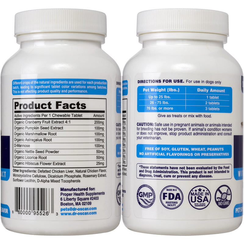 Dog UTI Treatment, More Complete Dog Urinary Tract Infection Treatment vs Competitors. More Potent UTI Medicine for Dogs vs. Cranberry Pills for Dogs Thanks to Hibiscus. For Dog Bladder Infection, USA - BeesActive Australia