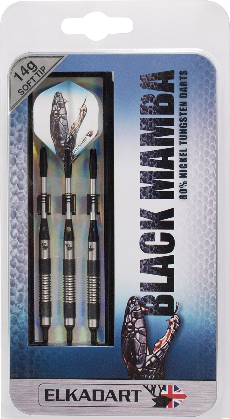 Elkadart Black Mamba 80% Tungsten Soft Tip Darts with Storage/Travel Case 14 Grams - BeesActive Australia