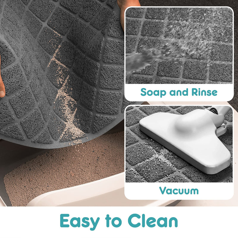 Conlun Cat Litter Mat Litter Trapping Mat, Premium Durable PVC Grid Mesh with Scatter Control, Non-Slip, Less Waste Cat Litter Box Mat, Soft on Kitty’s Paws, Urine Waterproof, Washable Easy Clean Small (24" x 17") Grey - BeesActive Australia
