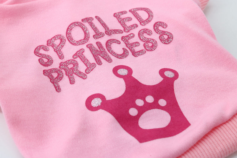 DroolingDog Dog Princess Shirts Pet Dog Clothes Dog Hoodie for Small Dogs Large (8.8lb-13.2lb) Pink - BeesActive Australia