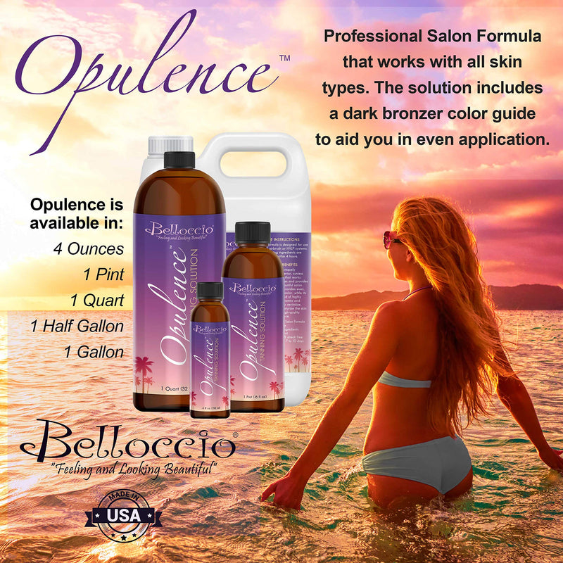 1 Pint of Belloccio"Opulence" Ultra Premium"DHA" Sunless Tanning Solution with Dark Bronzer Color Guide - BeesActive Australia