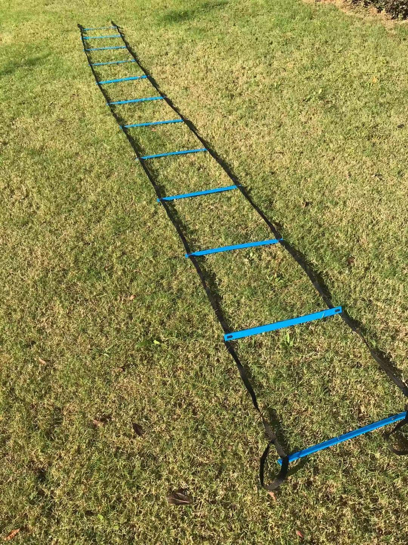 Ebrand Agility Ladder Agility Professional Training Ladder Speed 12 Rung 20ft with Carrying Bag for Soccer, Speed, Football Fitness Feet Training Sports Agility Ladders (Blue, 12 Rung 20ft) - BeesActive Australia