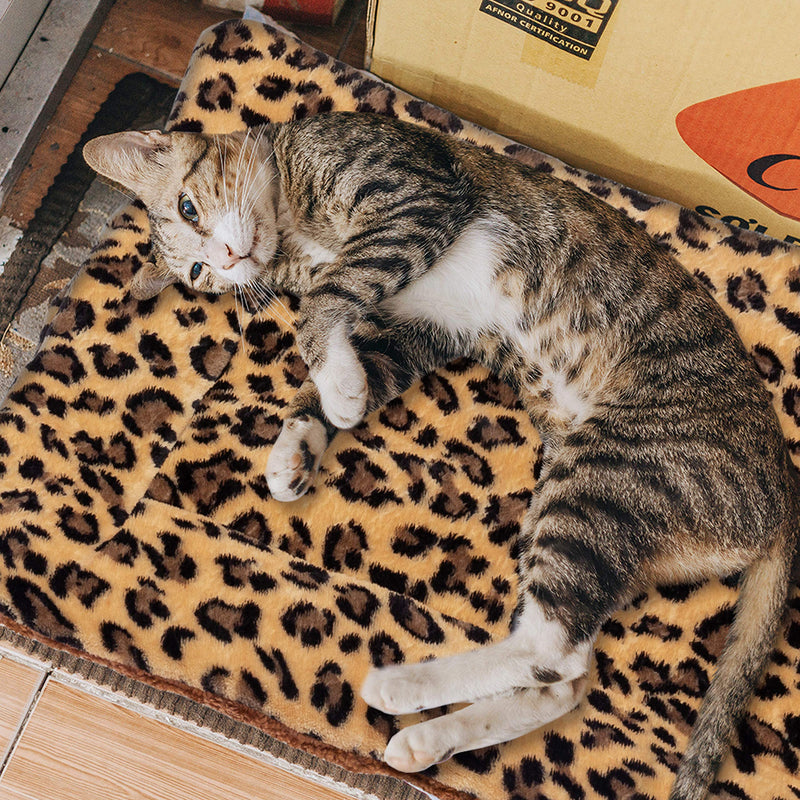 FLYSTAR Cat Bed Mat - Self Self Heating Warming Leopard Cute Cat Pad, Soft Flannel & Cotton, Support Machine Wash and Hand Wash, Comfortable Suitable for Small, Medium, Large Cats/Puppies 19.7"*29.5" - BeesActive Australia
