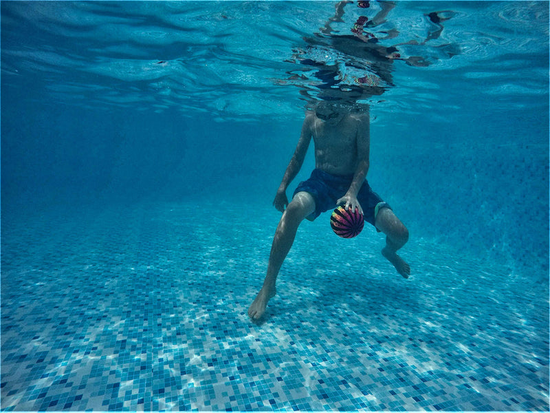 [AUSTRALIA] - Watermelon Ball JR - Pool Toy for Underwater Games - Durable Ball for Pool Football, Basketball & Rugby - Perfect for Water Parties - Fun for Adults & Kids Alike - 6.5" Fillable Pool Ball - Ages 6+ 