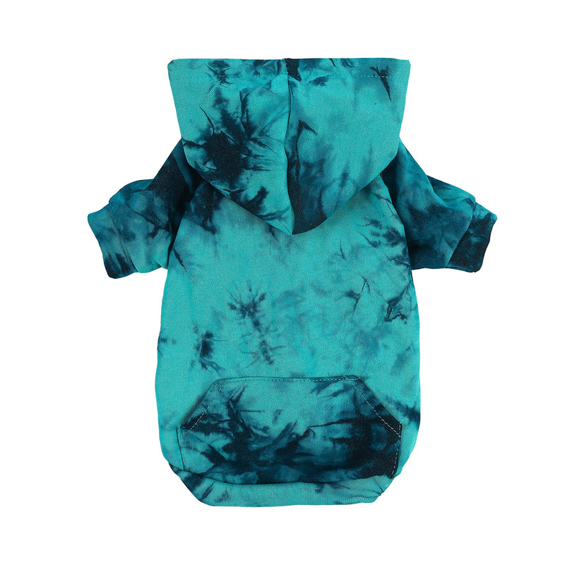 Fitwarm Tie Dye Dog Hoodie Puppy Sweatshirt Pocket Doggie Winter Clothes Sweatshirt Pet Hooded Coat Cat Jackets Apparel Medium Azure Blue - BeesActive Australia
