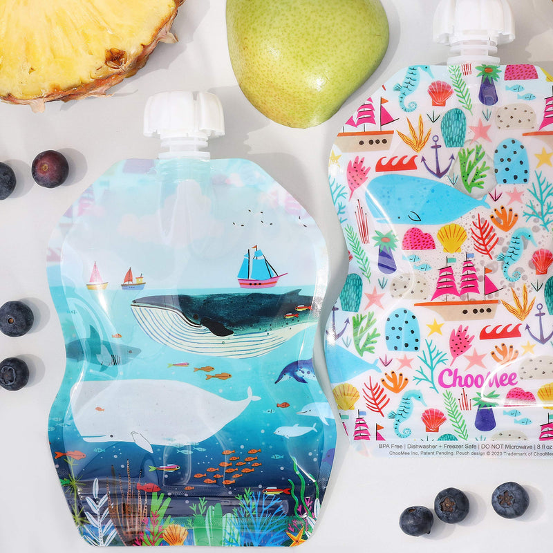 ChooMee Reusable Baby Food Pouches, SnakPack | Secure Double Lock Zipper 6 CT SeaLife - BeesActive Australia