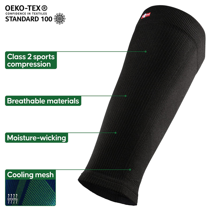 DANISH ENDURANCE Graduated Calf Compression Sleeves 21-26mmHg for Men & Women, Performance Running, Cycling, Sports Solid Black 1 Pair Medium - BeesActive Australia