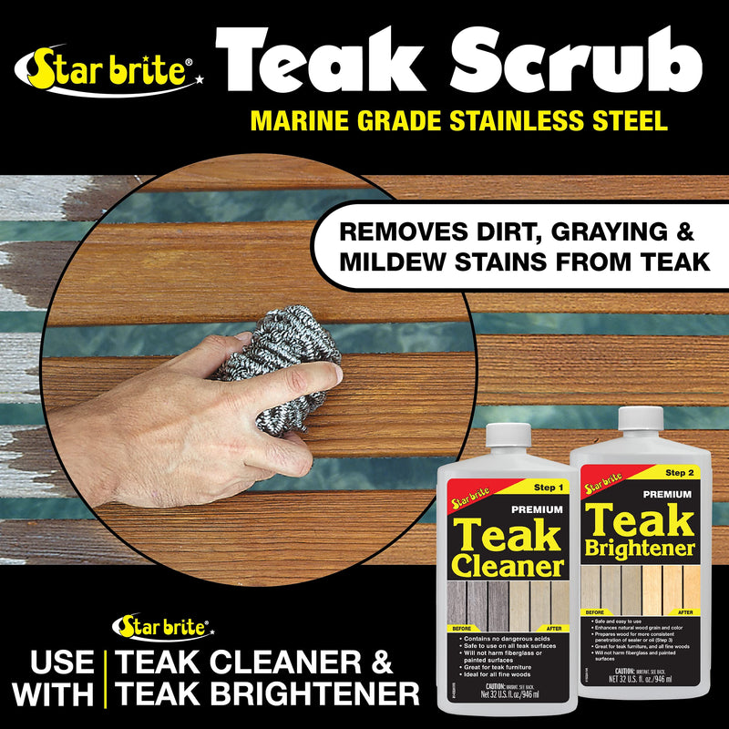 STAR BRITE Stainless Steel Teak Scrub - Refinish Wood Furniture & Teak (088450) - BeesActive Australia