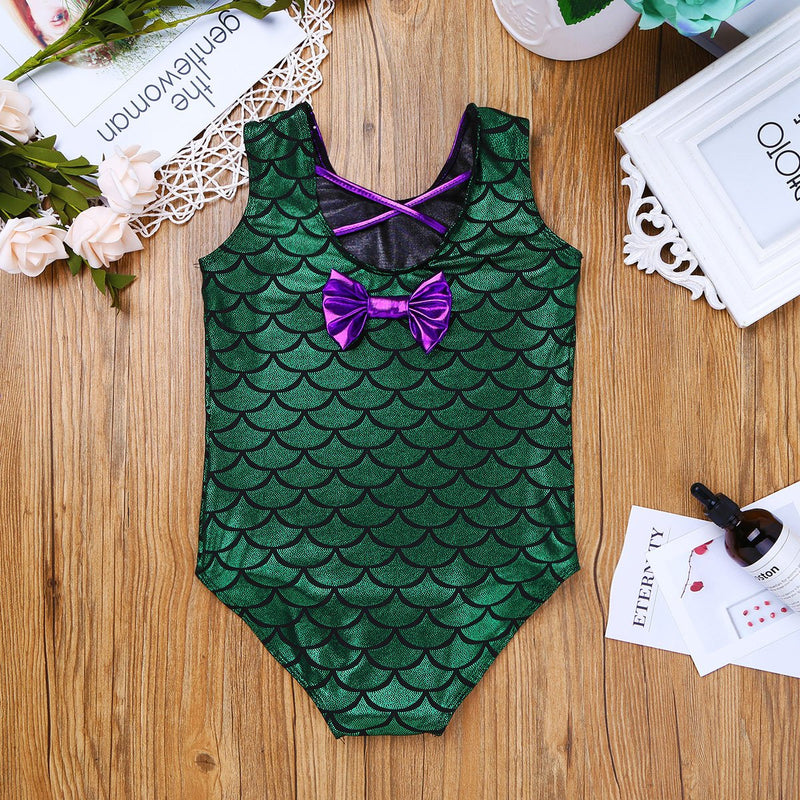 FEESHOW Girls Shiny Mermaid Scales Gymnastic Leotard Ballet Dance wear Costumes Sports Tank Tops 3-4 Green - BeesActive Australia